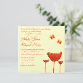Moderne Orange Poppies Hochzeitseinladung Einladung (Stehend Vorderseite)