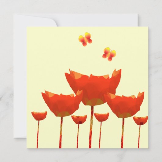 Moderne Orange Poppies Hochzeitseinladung Einladung (Rückseite)