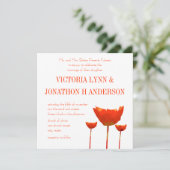 Moderne Orange Poppies Hochzeitseinladung Einladung (Stehend Vorderseite)