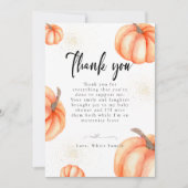 Moderne Orange Pumpkin Baby Dusche Danke Karten (Vorderseite)