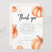 Moderne Orange Pumpkin Baby Dusche Danke Karten (Vorne/Hinten)