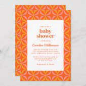 Moderne Orange Retro Bold Typografy Baby Dusche Einladung (Vorne/Hinten)