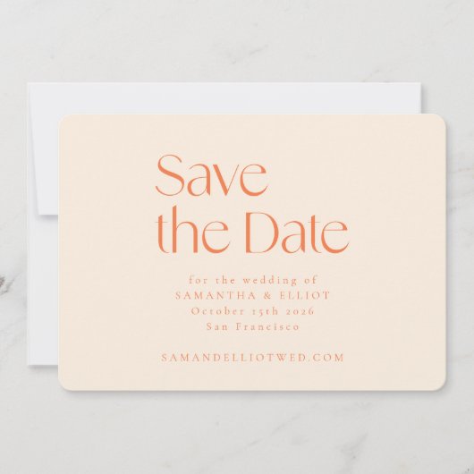 Moderne Orange Retro Geometric Simple Wedding Save The Date (Vorderseite)