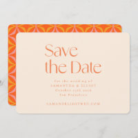 Moderne Orange Retro Geometric Simple Wedding