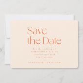 Moderne Orange Retro Geometrische Einfache Hochzei Save The Date (Vorderseite)