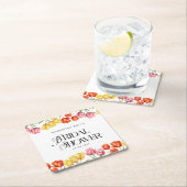 Moderne orange-rosa Tulpen Floral Brautdusche Rechteckiger Pappuntersetzer (Vor Ort)