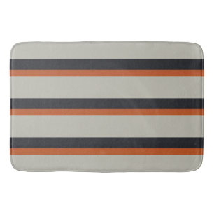 Moderne Orange Rot Silber Grau Streifenmuster Badematte