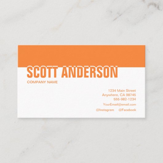 Moderne Orange Social Media Visitenkarte (Vorderseite)