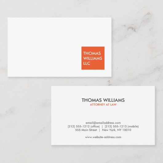 MODERNE ORANGE SQUARE Berufliche Visitenkarte (Vorne/Hinten)