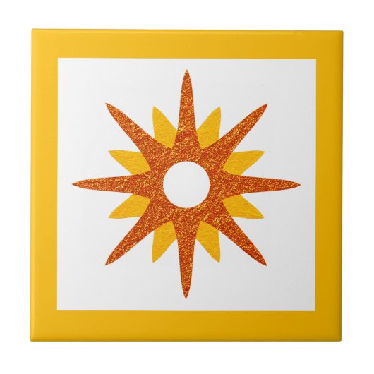 Moderne orange Sternexplosion des Mittelalters Fliese (Vorderseite)