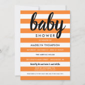 Moderne Orange Stripes Halloween Babydusche Einladung (Vorderseite)