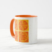 Moderne Orange Sun Faces Tasse Mitte des Jahrhunde (Vorderseite Links)