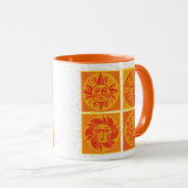 Moderne Orange Sun Faces Tasse Mitte des Jahrhunde (VorderseiteRechts)