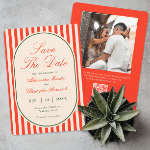 Moderne Orange Sunset-QR-Code-Italienische Hochzei Save The Date