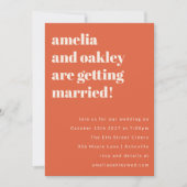 Moderne Orange Sunset Typografy Wedding Website Einladung (Vorderseite)