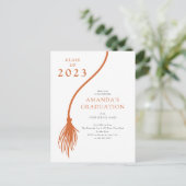 Moderne Orange Tassel Graduation Party Postcard Postkarte (Stehend Vorderseite)