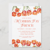 Moderne Orange Tulips Blumenmütter Tag Brunch Einladung (Vorderseite)
