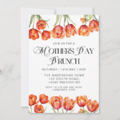 Moderne Orange Tulips Blumenmütter Tag Brunch Einladung (Vorderseite)