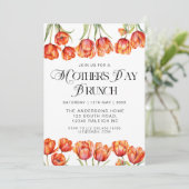 Moderne Orange Tulips Blumenmütter Tag Brunch Einladung (Stehend Vorderseite)