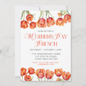 Moderne Orange Tulips Blumenmütter Tag Brunch Einladung (Vorderseite)