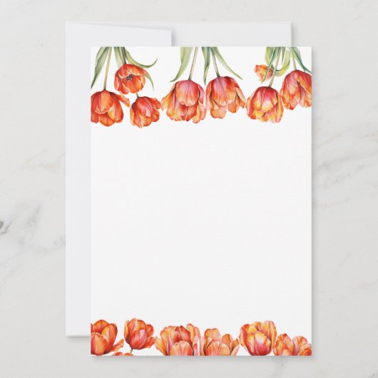 Moderne Orange Tulips Blumenspülung Einladung (Rückseite)