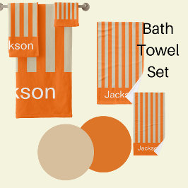 Moderne, orange und beige gestreift badhandtuch set