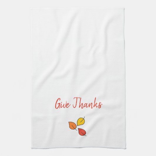 Moderne Orange- und Gold-Blätter danken Geschirrtuch (Vertikal)