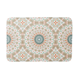 Moderne Orange und Grüne Mandala-Muster Badematte