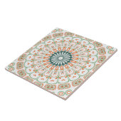 Moderne Orange und Grüne Mandala-Muster Fliese (Seite)