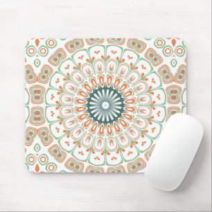 Moderne Orange und Grüne Mandala-Muster Mousepad
