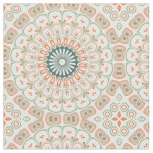 Moderne Orange und Grüne Mandala-Muster Stoff