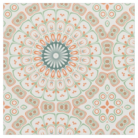 Moderne Orange und Grüne Mandala-Muster Stoff (Nahaufnahme)