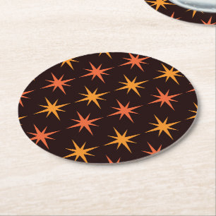 Moderne orange und orange Sternexplosionen des Mit Runder Pappuntersetzer