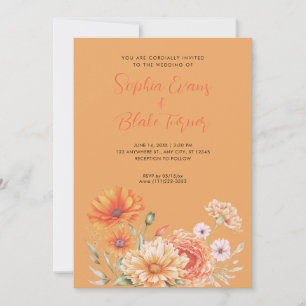 Moderne Orange und Rosa Garden Orange Wedding Einladung