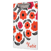 Moderne Orange und Rote Flora Personalisiert Klemmbrett (Links)
