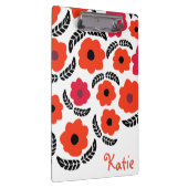 Moderne Orange und Rote Flora Personalisiert Klemmbrett (Rechts)