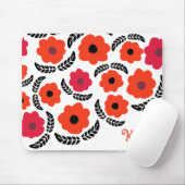 Moderne Orange und Rote Flora Personalisiert Mousepad (Mit Mouse)