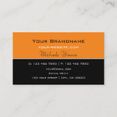 Moderne Orange und Schwarz Chic Einfach Beruflich Visitenkarte (Rückseite)