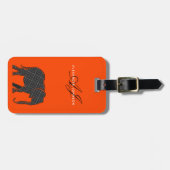 Moderne Orange- und Schwarz-Monogramm Gepäckanhänger (Vorderseite horizontal)