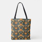 Moderne orange und tealfarbene Blumengestaltung Tasche (Rückseite)