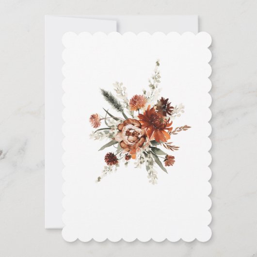 Moderne Orange- und Weißhochzeit Einladung (Rückseite)