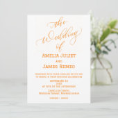 Moderne Orange und White Simple Wedding Einladung (Stehend Vorderseite)