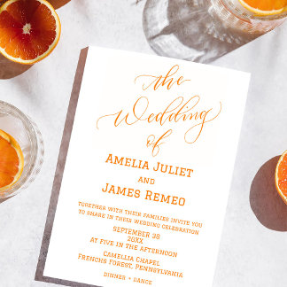 Moderne Orange und White Simple Wedding Einladung
