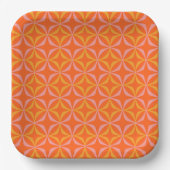 Moderne Orange- und Yellow Retro-Muster Pappteller (Vorderseite)