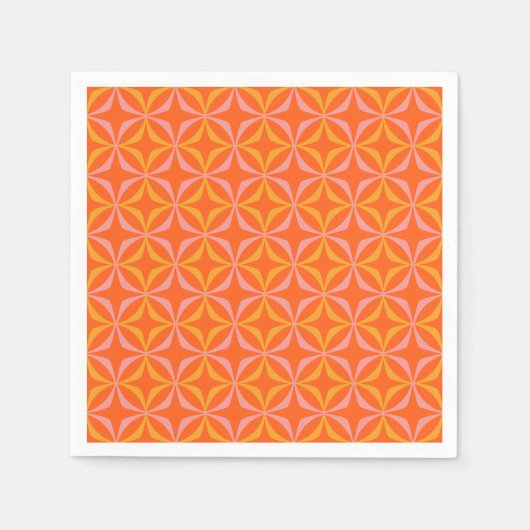 Moderne Orange- und Yellow Retro-Muster Serviette (Vorderseite)