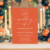 Moderne Orange Verona Sunset Calligraphy Wedding Einladung