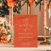 Moderne Orange Verona Sunset Calligraphy Wedding Einladung