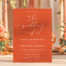 Moderne Orange Verona Sunset Calligraphy Wedding Einladung