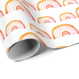 Moderne Orange Wasserfarben Regenbogen Geschenkpapier