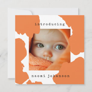 Moderne Orange Watercolor Kinderankündigung Einladung